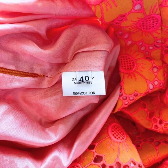 NWT DAIZY SHELY RUNWAY NEON ORANGE PINK ASYMMETRICAL CROCHET SKIRT - XS (IT40) - Picture 13 of 14
